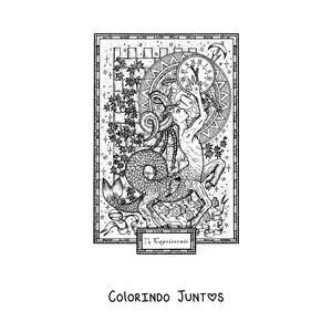 Desenho para colorir de carta do signo de Capricórnio