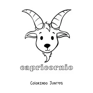 Desenho para colorir do signo de Capricórnio animado infantil com o seu nome