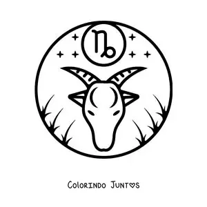 Desenho para colorir do símbolo de Capricórnio fácil para crianças