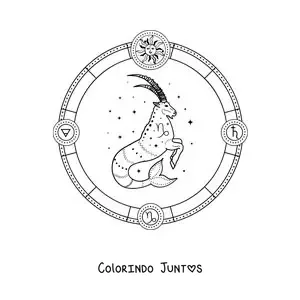 Desenho para colorir de símbolos do signo de Capricórnio