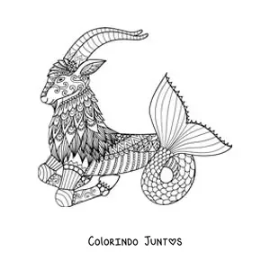 Desenho para colorir de mandala do signo de Capricórnio