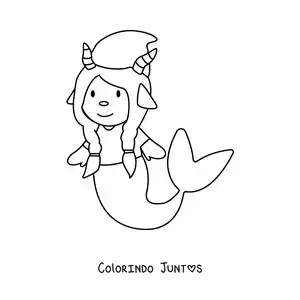 Desenho para colorir de gnomo animado infantil do signo de Capricórnio