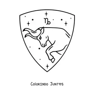 Desenho para colorir do signo de Capricórnio com o seu símbolo