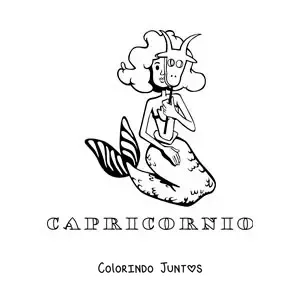 Desenho para colorir da mitologia do signo de Capricórnio com o seu nome