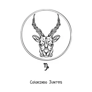Desenho para colorir de cabra realista do signo de Capricórnio