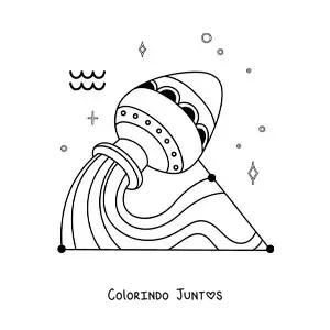Desenho para colorir de símbolo de Aquário animado