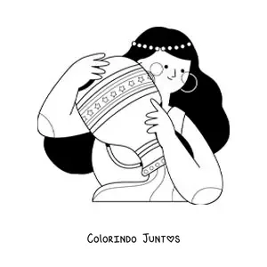 Desenho para colorir de mulher do signo de Aquário animada