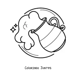 Desenho para colorir de jarra de água do signo de Aquário fácil