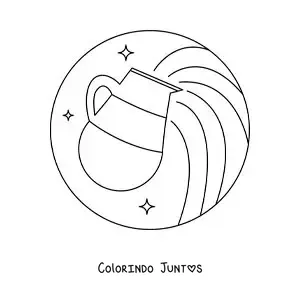 Desenho para colorir de jarra com água de Aquário fácil
