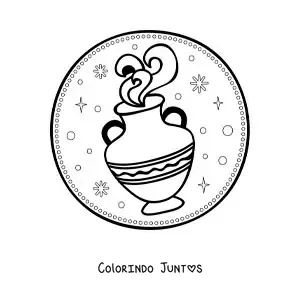 Desenho para colorir de símbolo de Aquário com estrelas
