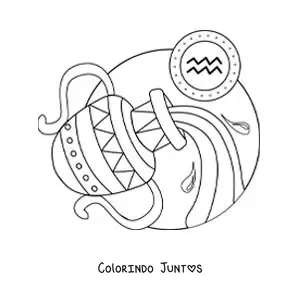 Desenho para colorir de jarra de Aquário com o seu símbolo derramando água