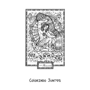 Desenho para colorir de carta do signo de Aquário