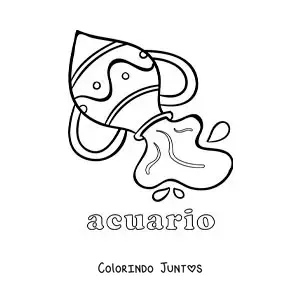 Desenho para colorir de símbolo do signo de Aquário com o seu nome