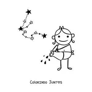 Desenho para colorir da mitologia do signo de Aquário e a sua constelação