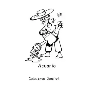 Desenho para colorir infantil da mitologia do signo de Aquário