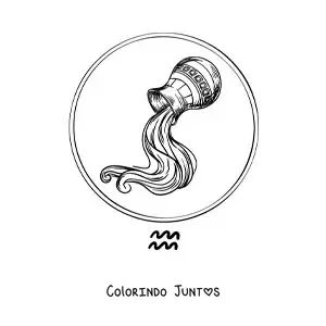Desenho para colorir de jarra do signo de Aquário realista