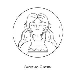 Desenho para colorir de uma menina animada com o símbolo de Aquário