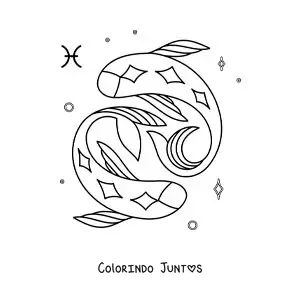 Desenho para colorir de símbolo do signo de Peixes
