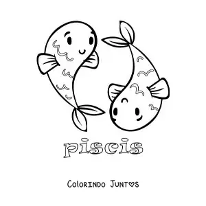 Desenho para colorir do signo de Peixes com o seu nome para crianças