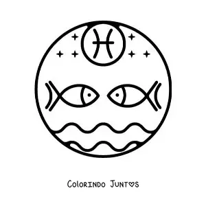 Desenho para colorir de símbolo do signo zodiacal de Peixes fácil para crianças