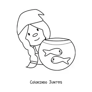 Desenho para colorir de gnomo animado infantil do signo de Peixes