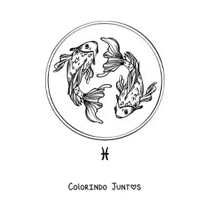 Desenho para colorir de peixes do signo de Peixes em estilo realista