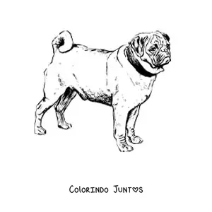 Desenho para colorir de um pug realista