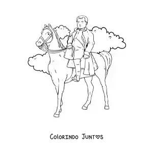 Desenho para colorir de Napoleão Bonaparte animado em seu cavalo