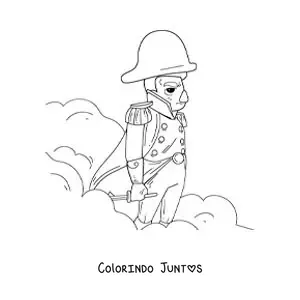 Desenho para colorir de Napoleão Bonaparte animado como general