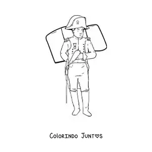 Desenho para colorir de Napoleão Bonaparte animado com a bandeira da França
