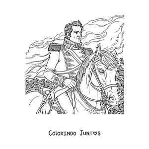 Desenho para colorir de Napoleão Bonaparte em seu cavalo em estilo realista