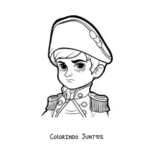 Desenho para colorir de Napoleão Bonaparte kawaii com o seu chapéu