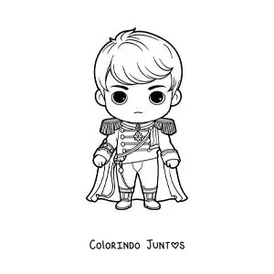 Desenho para colorir de Napoleão Bonaparte kawaii como general