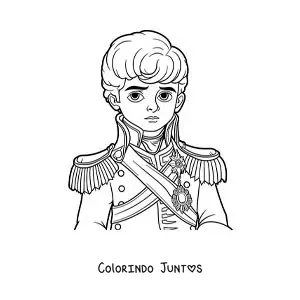 Desenho para colorir de Napoleão Bonaparte animado na sua juventude