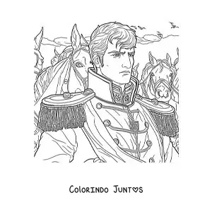 Desenho para colorir de Napoleão Bonaparte em uma batalha em estilo realista
