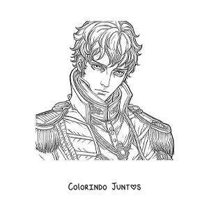 Desenho para colorir de Napoleão Bonaparte em estilo anime