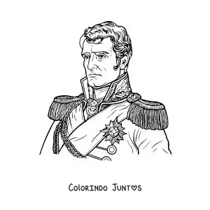 Desenho para colorir de retrato realista de Napoleão Bonaparte