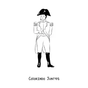 Desenho para colorir de Napoleão Bonaparte animado com o seu traje de general