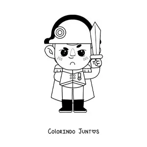 Desenho para colorir de Napoleão Bonaparte com a sua espada