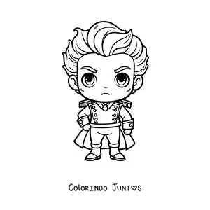 Desenho para colorir de Simón Bolívar kawaii