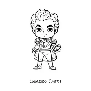 Desenho para colorir de Simón Bolívar animado kawaii