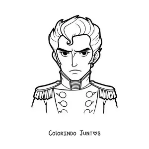 Desenho para colorir de Simón Bolívar animado para crianças