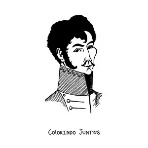 Desenho para colorir de Simón Bolívar real com bigode