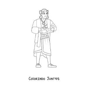 Desenho para colorir de Cristóvão Colombo animado com um mapa