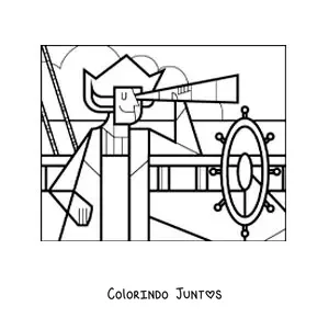 Desenho para colorir de Cristóvão Colombo quando descobriu a América fácil