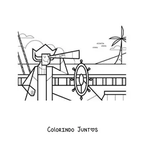 Desenho para colorir de Cristóvão Colombo chegando à América para crianças