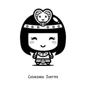 Desenho para colorir de Cleópatra kawaii