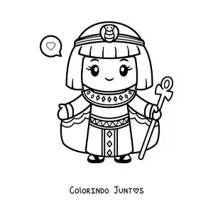 Desenho para colorir de Cleópatra animada kawaii
