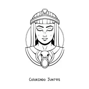 Desenho para colorir do rosto de Cleópatra do Antigo Egito