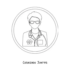 Desenho para colorir de um veterinário de uniforme